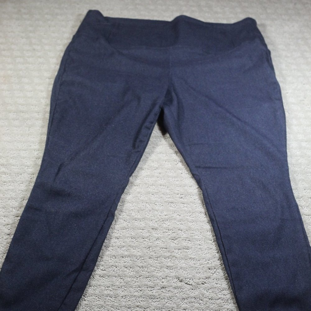Worthington Size 8 Blue Denim-look Ponte Pull-on Stretch Pants